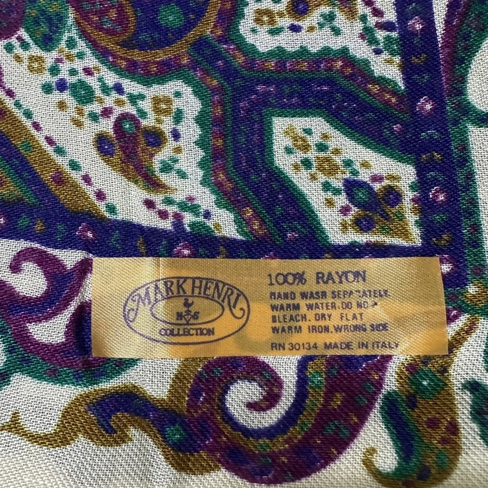 VTG 70s Mark Henry Collection Paisley Scarf 46' Square Paisley Floral Italy Made